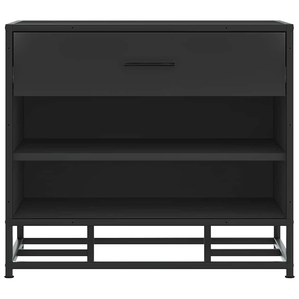 Shoe Bench Black 60x40x53.5 cm Engineered Wood and Metal