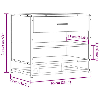 Shoe Bench Brown Oak 60x40x53.5 cm Engineered Wood and Metal