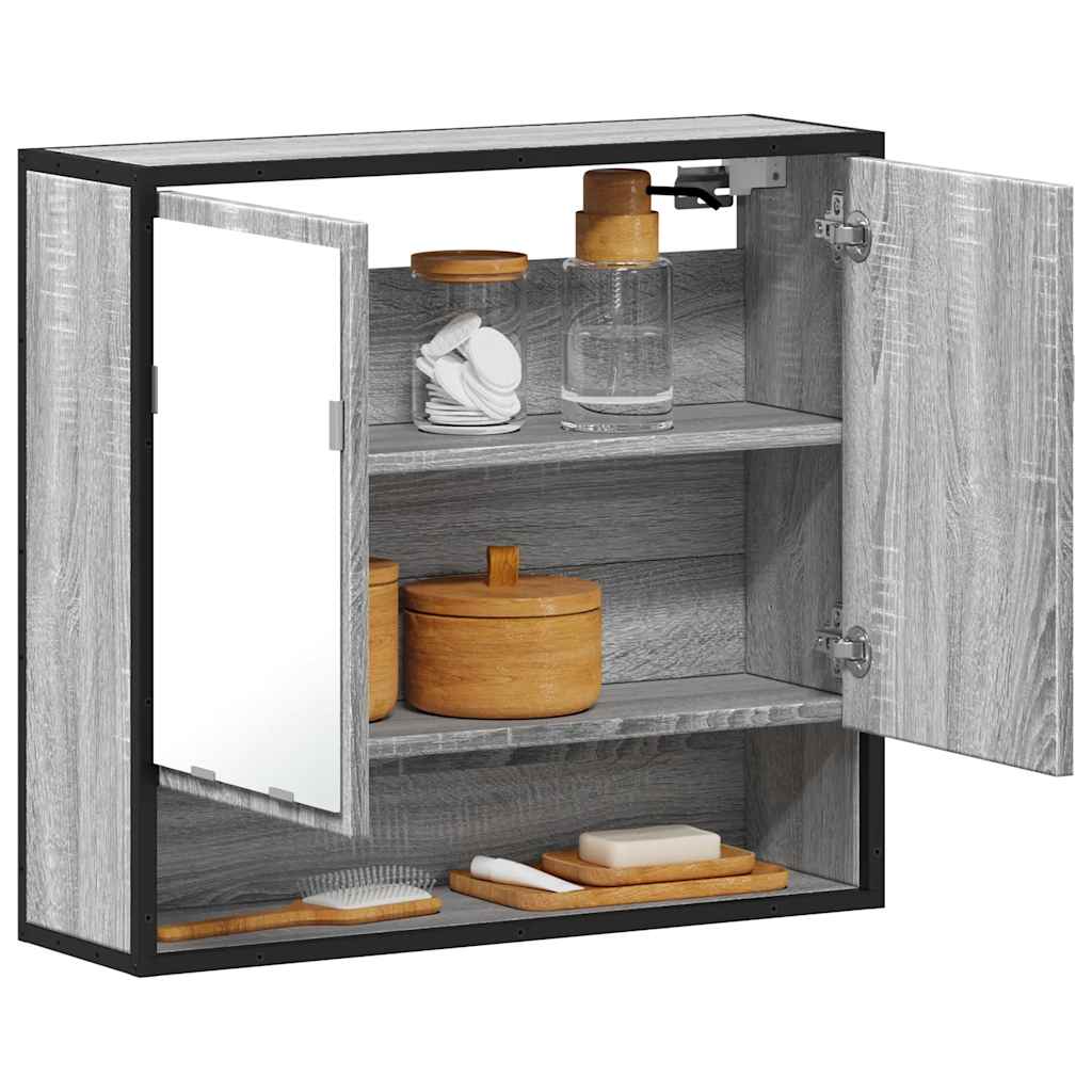 Bathroom Mirror Cabinet Grey Sonoma 65x20x60 cm Engineered Wood