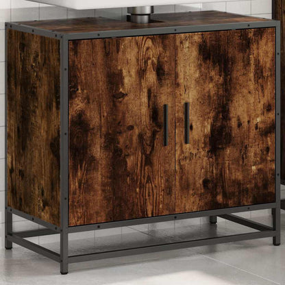 Bathroom Sink Cabinet Smoked Oak 65x33x60 cm Engineered Wood