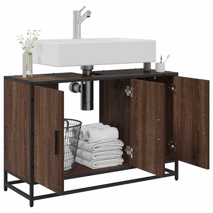 Bathroom Sink Cabinet Brown Oak 90x33x60 cm Engineered Wood