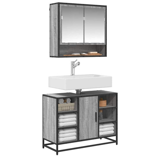 Bathroom Sink Cabinet Grey Sonoma 80x33x60 cm Engineered Wood