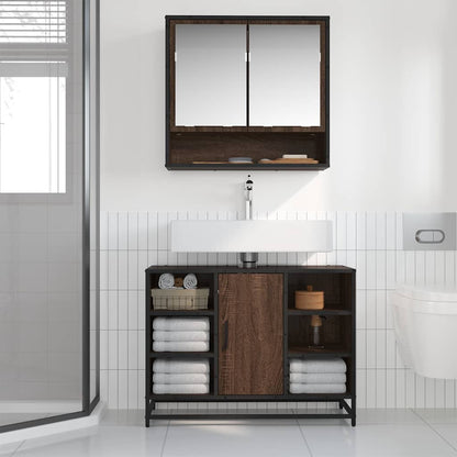 Bathroom Sink Cabinet Brown Oak 80x33x60 cm Engineered Wood
