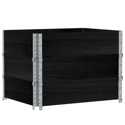 Pallet Collars 3 pcs Black 80x60 cm Solid Wood Pine