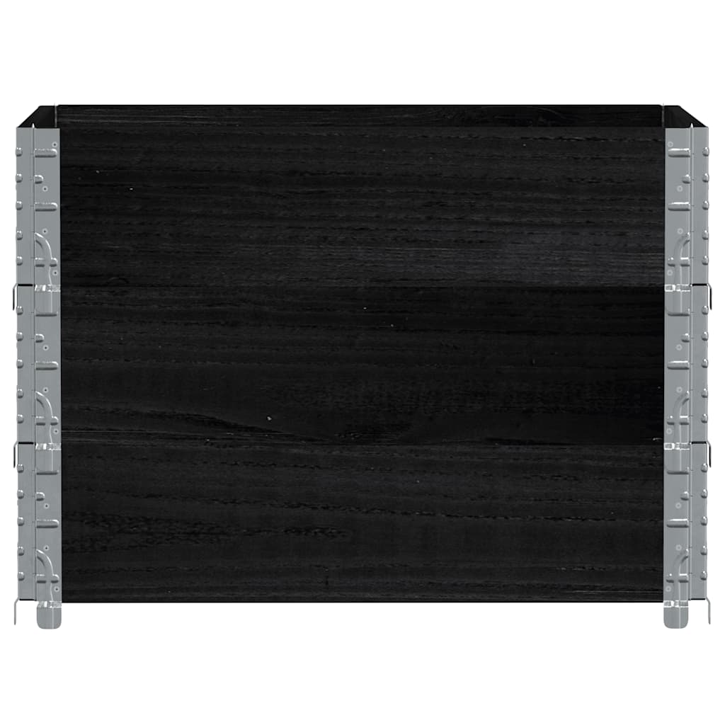 Pallet Collars 3 pcs Black 80x60 cm Solid Wood Pine