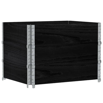 Pallet Collars 3 pcs Black 80x60 cm Solid Wood Pine