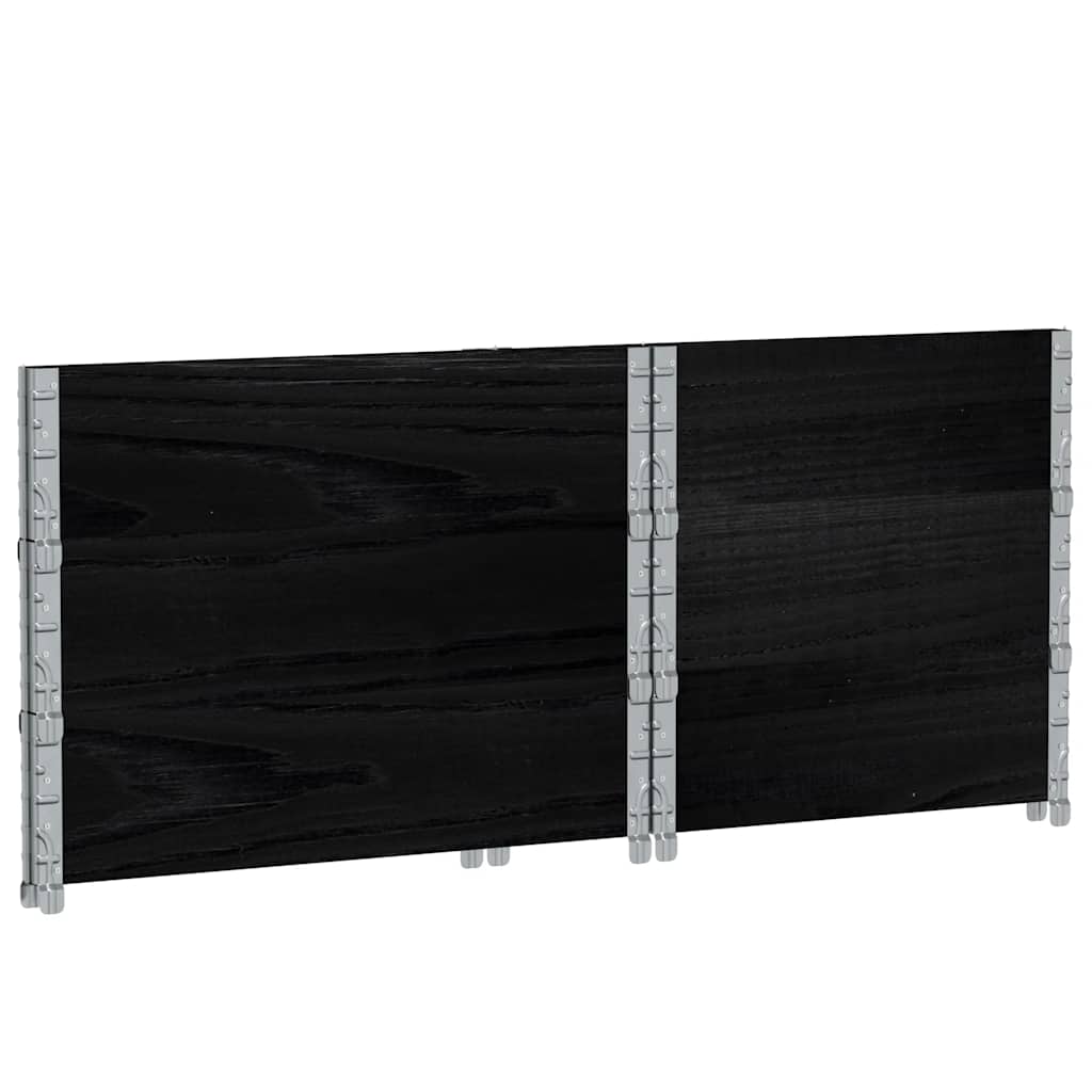 Pallet Collars 3 pcs Black 80x60 cm Solid Wood Pine