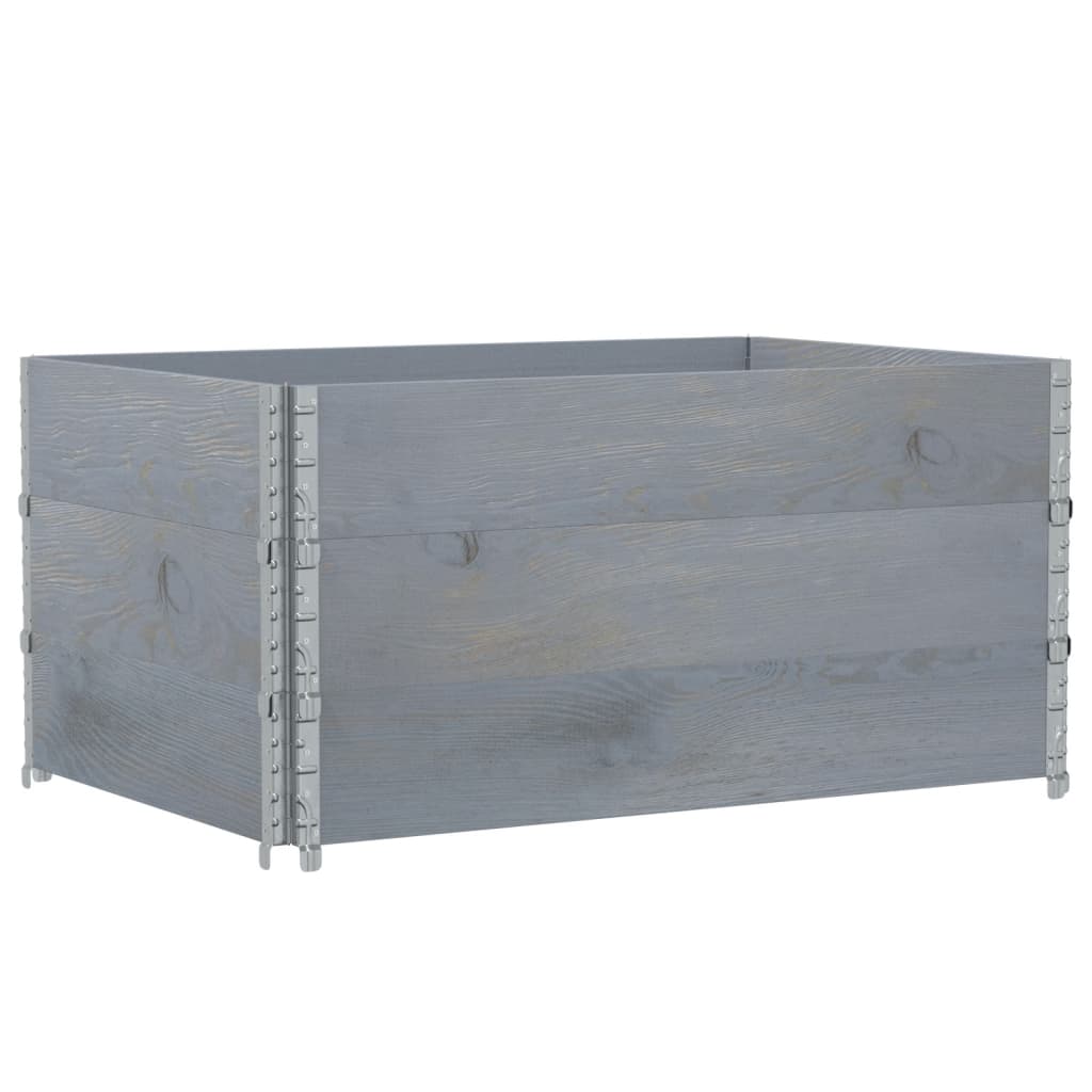 Pallet Collars 3 pcs Grey 120x80 cm Solid Wood Pine