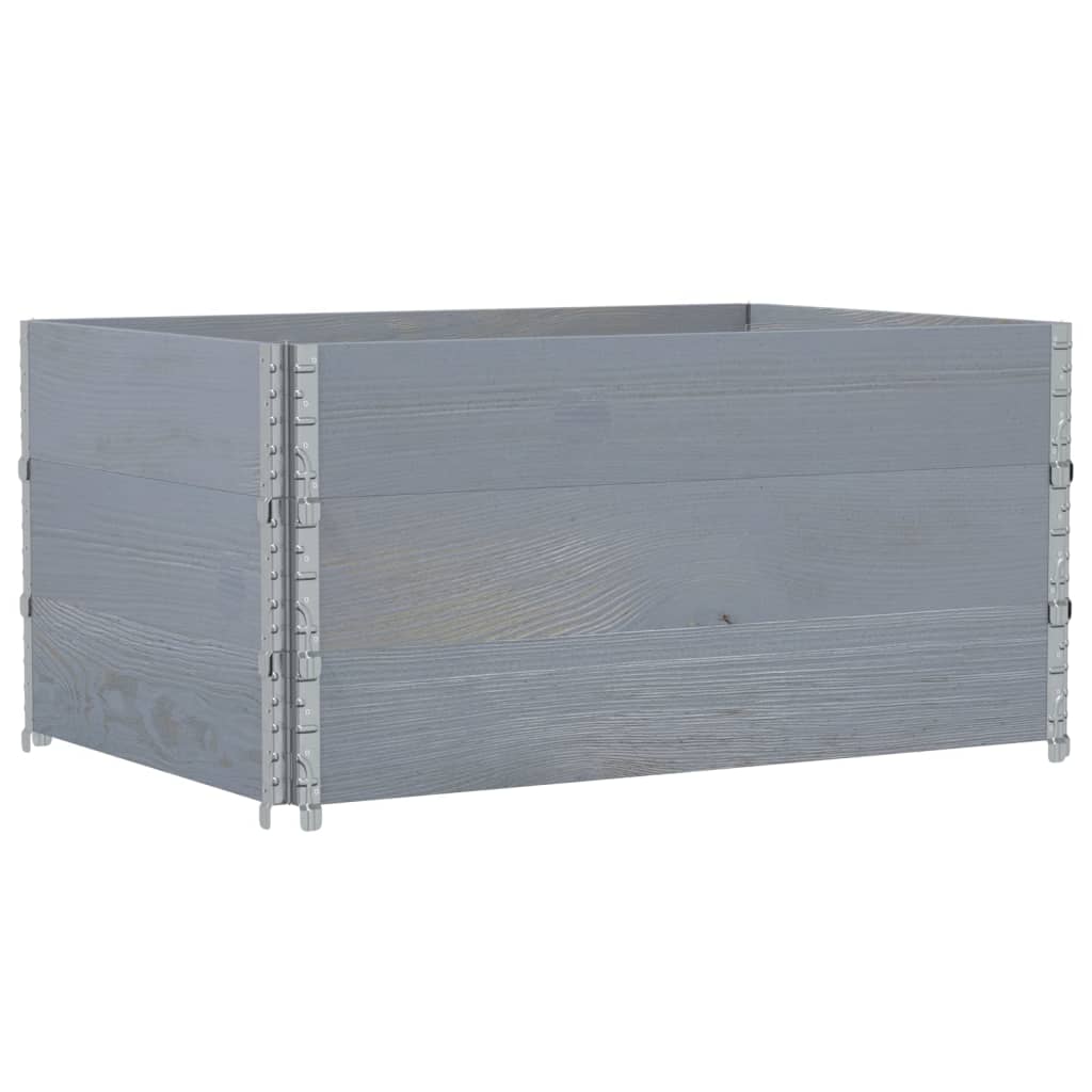 Pallet Collars 3 pcs Grey 120x80 cm Solid Wood Pine