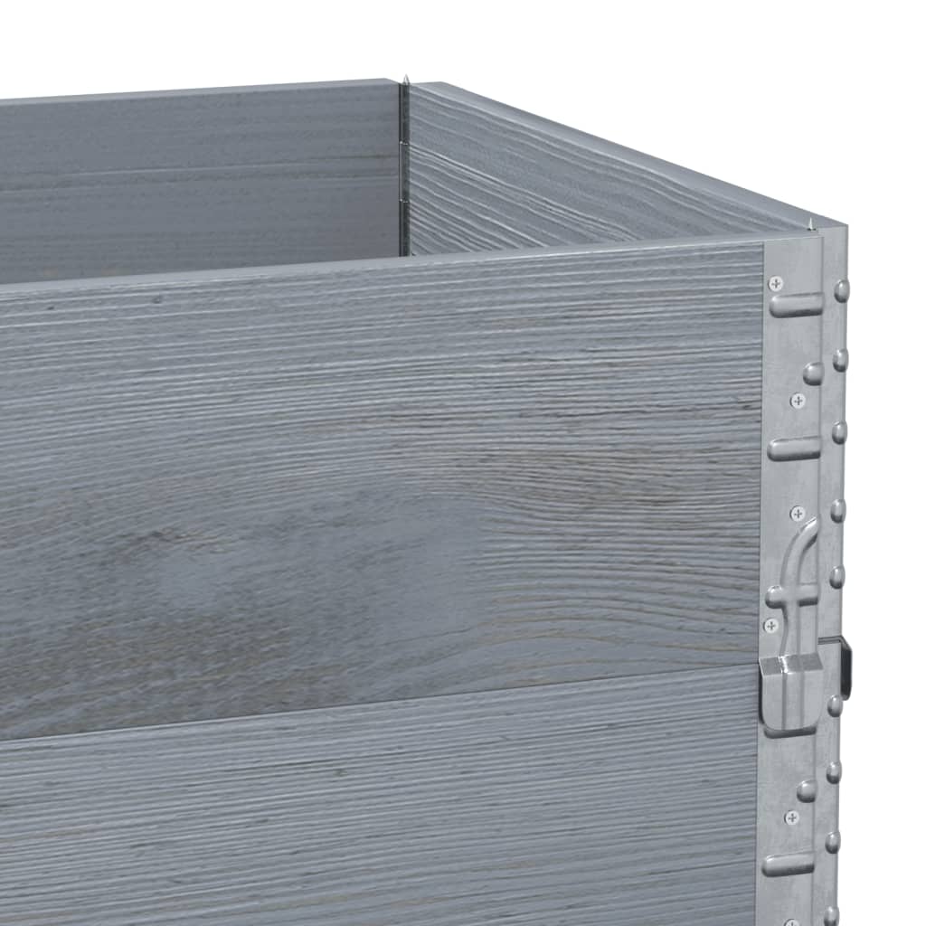 Pallet Collars 3 pcs Grey 100x50 cm Solid Wood Pine
