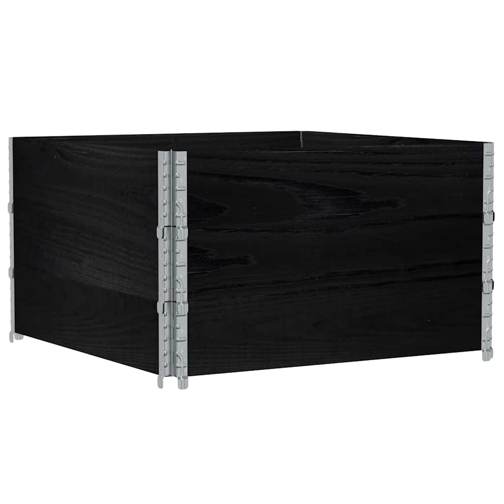 Pallet Collars 3 pcs Black 100x100 cm Solid Wood Pine