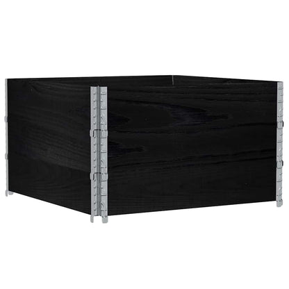 Pallet Collars 3 pcs Black 100x100 cm Solid Wood Pine
