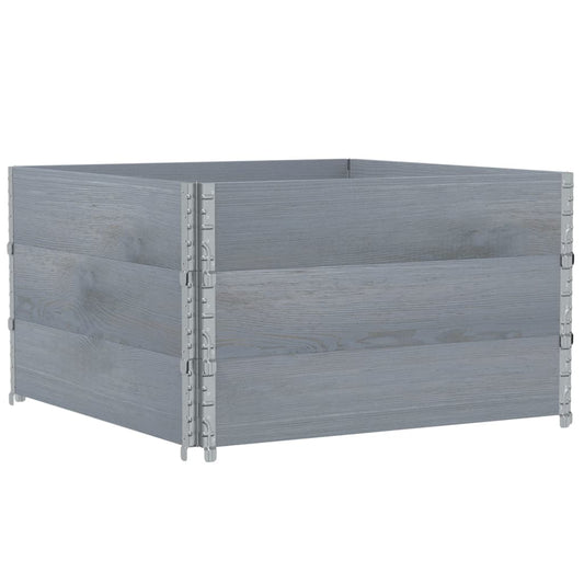Pallet Collars 3 pcs Grey 100x100 cm Solid Wood Pine