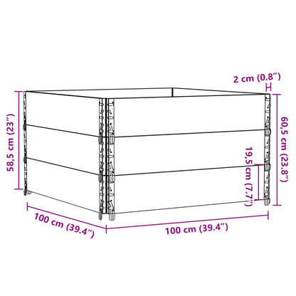 Pallet Collars 3 pcs Grey 100x100 cm Solid Wood Pine