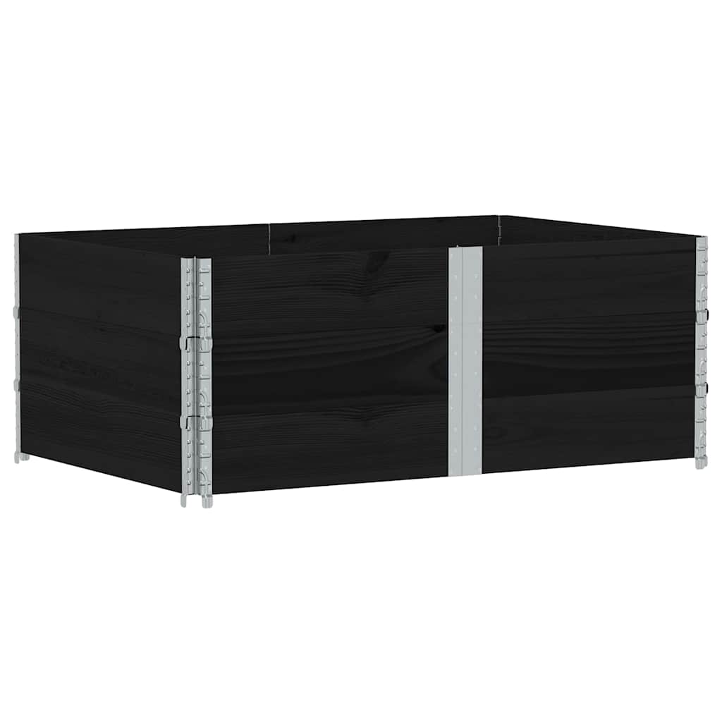 Pallet Collars 3 pcs Black 150x100 cm Solid Wood Pine