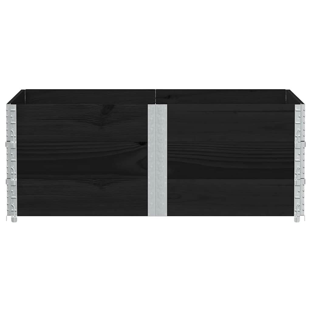 Pallet Collars 3 pcs Black 150x100 cm Solid Wood Pine