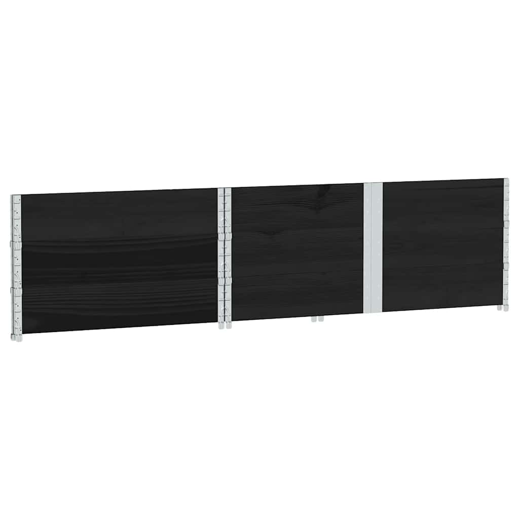 Pallet Collars 3 pcs Black 150x100 cm Solid Wood Pine