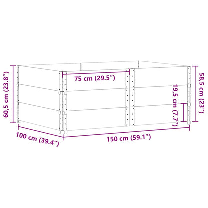 Pallet Collars 3 pcs Black 150x100 cm Solid Wood Pine