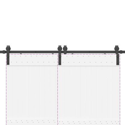 Sliding Door Hardware Kit 183 cm Steel Black