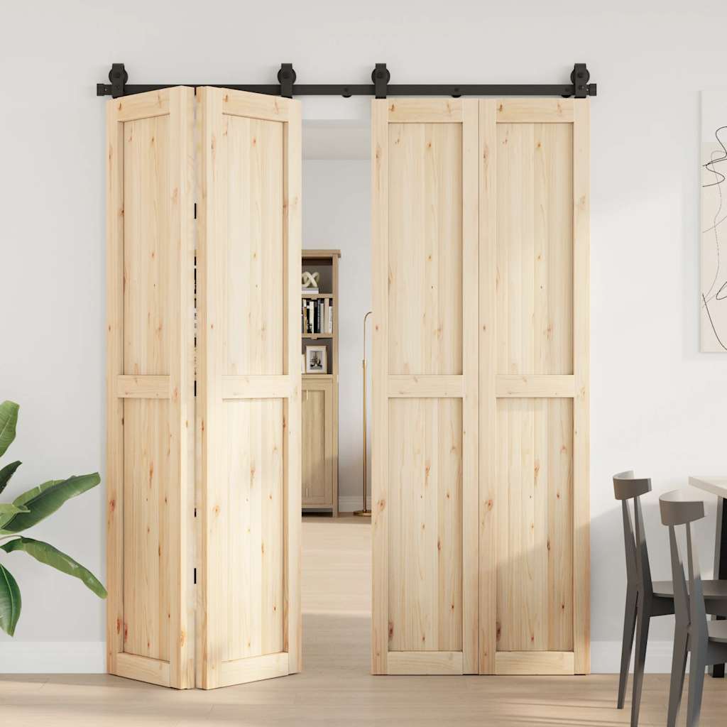 Sliding Door Hardware Kit 183 cm Steel Black