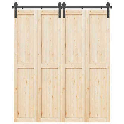 Sliding Door Hardware Kit 183 cm Steel Black