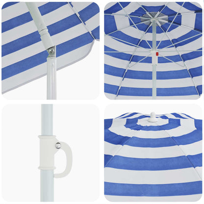 Garden Parasol 240 cm 170T Polyester Blue and White