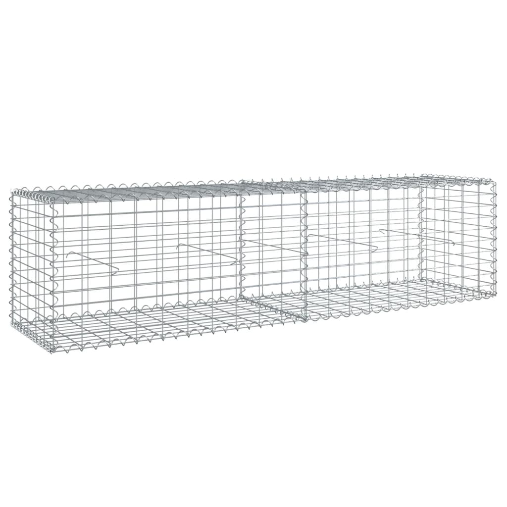 Gabion Basket with Cover 200x50x50 cm Galvanised Iron