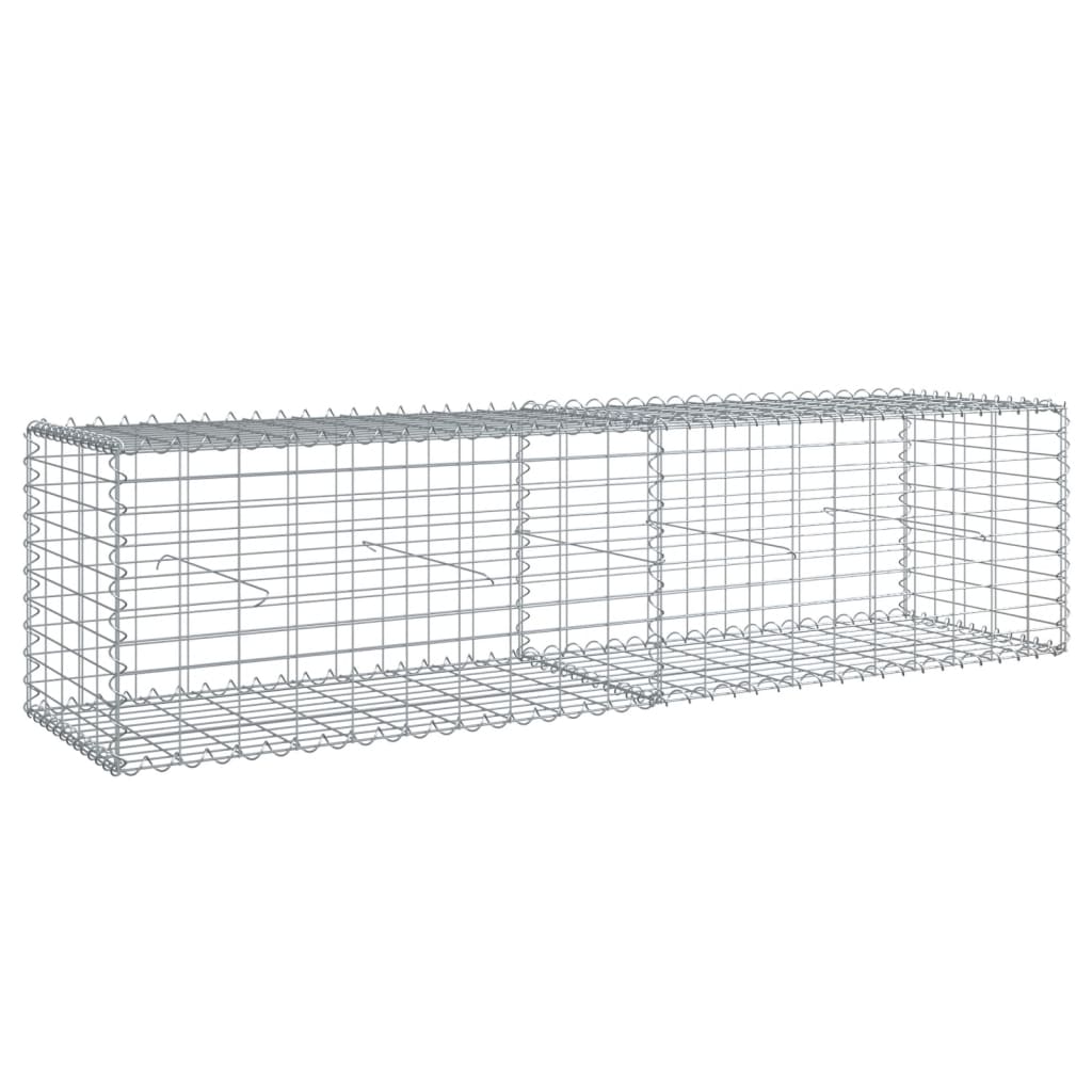 Gabion Basket with Cover 200x50x50 cm Galvanised Iron