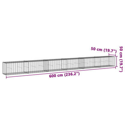 Gabion Basket with Cover 600x50x50 cm Galvanised Iron