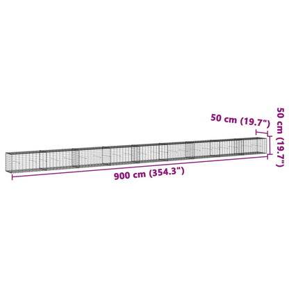 Gabion Basket with Cover 900x50x50 cm Galvanised Iron
