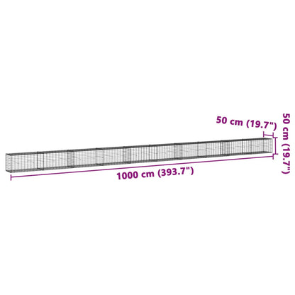 Gabion Basket with Cover 1000x50x50 cm Galvanised Iron