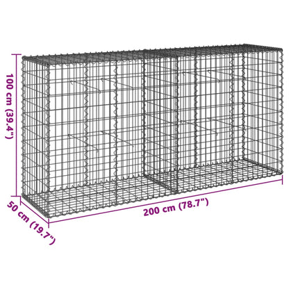 Gabion Basket with Cover 200x50x100 cm Galvanised Iron