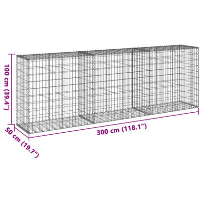 Gabion Basket with Cover 300x50x100 cm Galvanised Iron