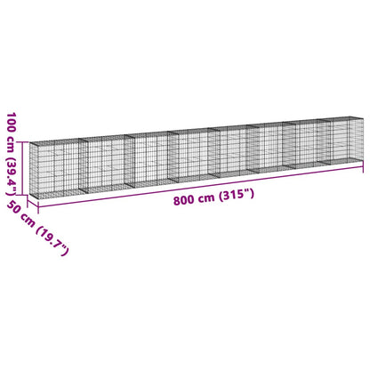 Gabion Basket with Cover 800x50x100 cm Galvanised Iron