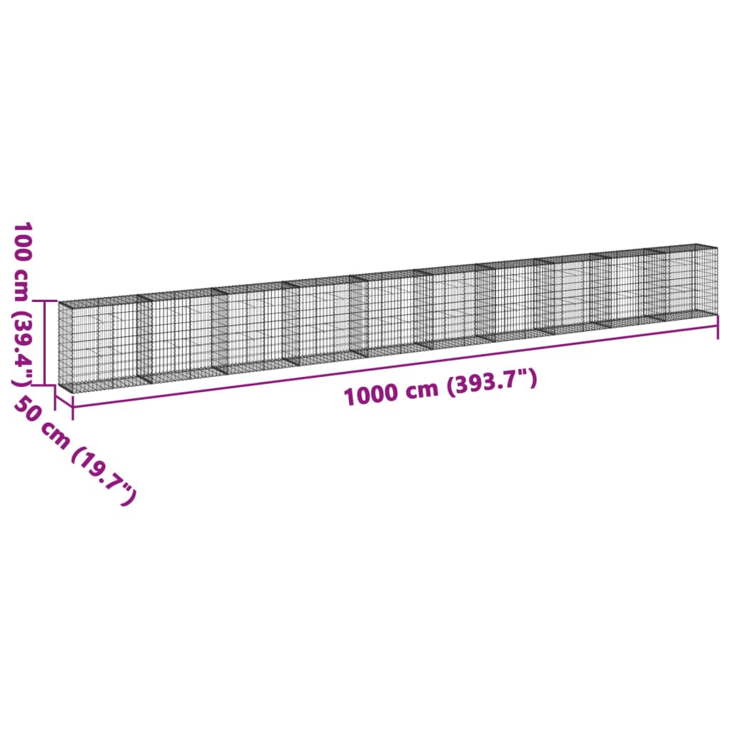 Gabion Basket with Cover 1000x50x100 cm Galvanised Iron