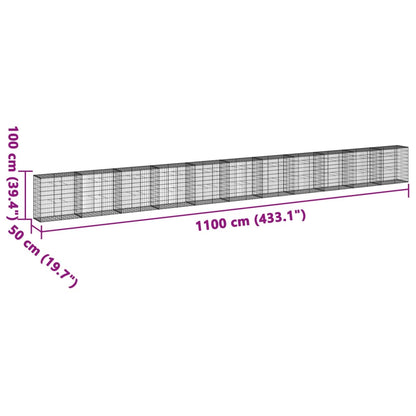 Gabion Basket with Cover 1100x50x100 cm Galvanised Iron