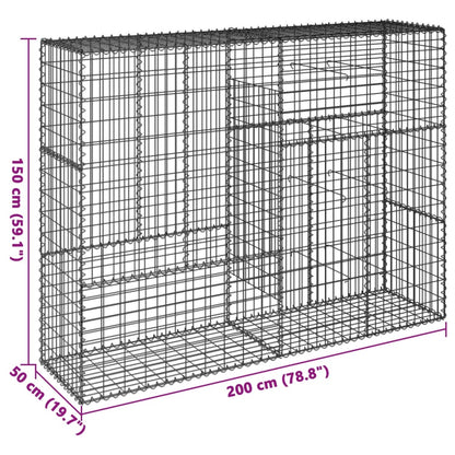 Gabion Basket with Cover 200x50x150 cm Galvanised Iron