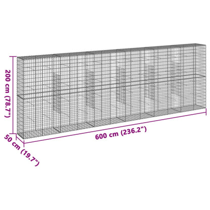 Gabion Basket with Cover 600x50x200 cm Galvanised Iron