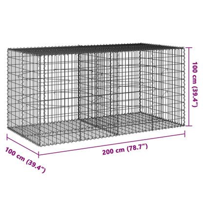 Gabion Basket with Cover 200x100x100 cm Galvanised Iron