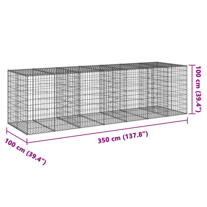 Gabion Basket with Cover 350x100x100 cm Galvanised Iron