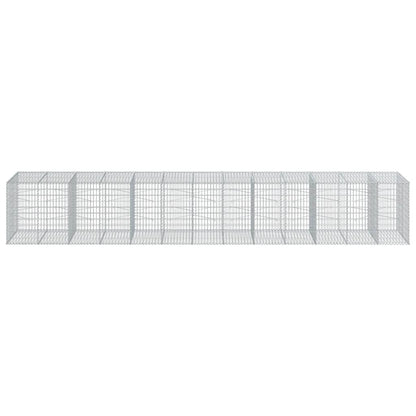 Gabion Basket with Cover 650x100x100 cm Galvanised Iron