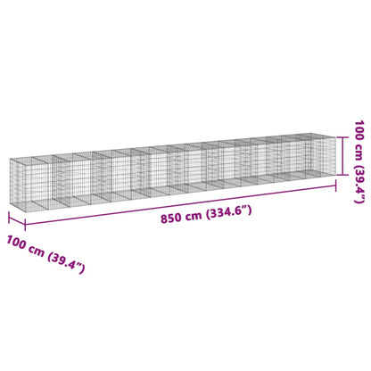 Gabion Basket with Cover 850x100x100 cm Galvanised Iron