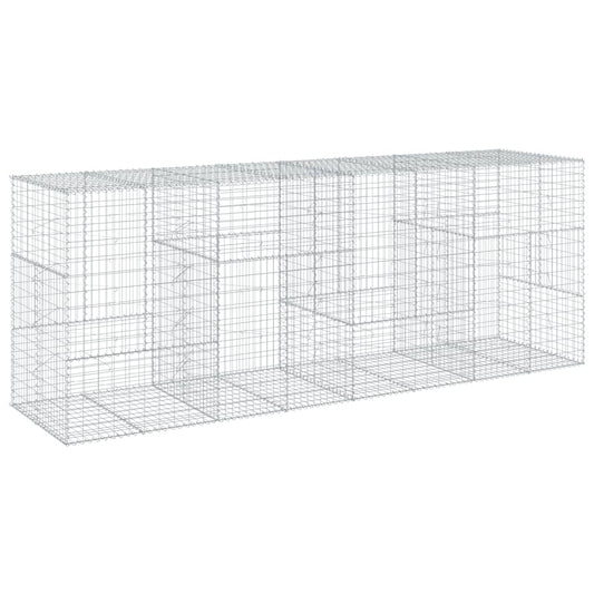 Gabion Basket with Cover 400x100x150 cm Galvanised Iron