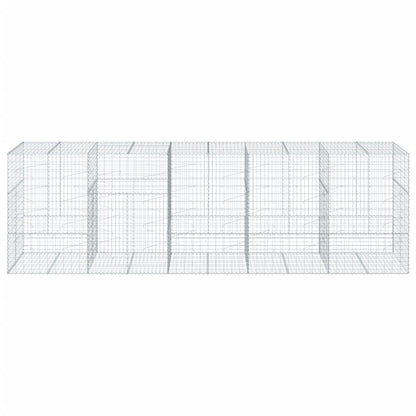 Gabion Basket with Cover 500x100x150 cm Galvanised Iron