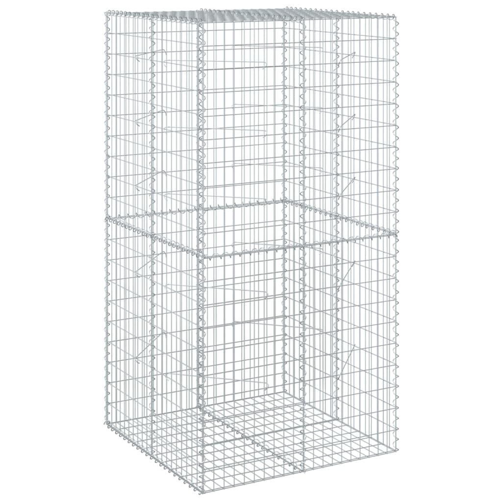 Gabion Basket with Cover 100x100x200 cm Galvanised Iron