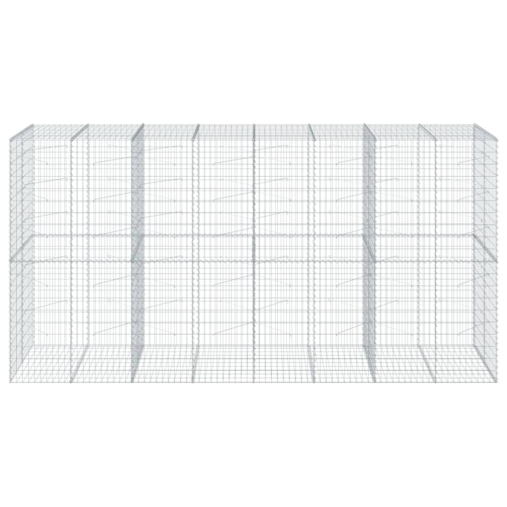 Gabion Basket with Cover 400x100x200 cm Galvanised Iron