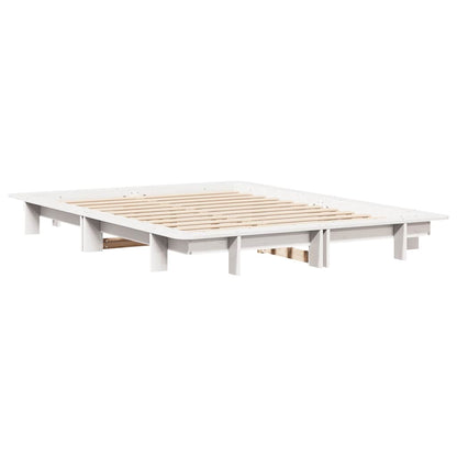 Bed Frame without Mattress White 150x200 cm King Size Solid Wood Pine