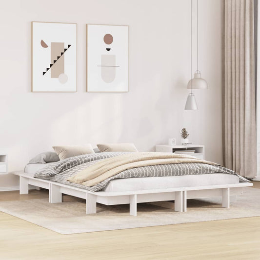 Bed Frame without Mattress White 140x190 cm Solid Wood Pine