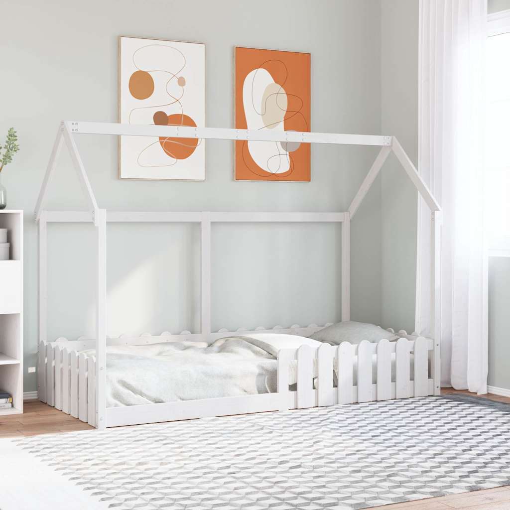 Kids' House Bed Frame without Mattress White 90x190 cm Single
