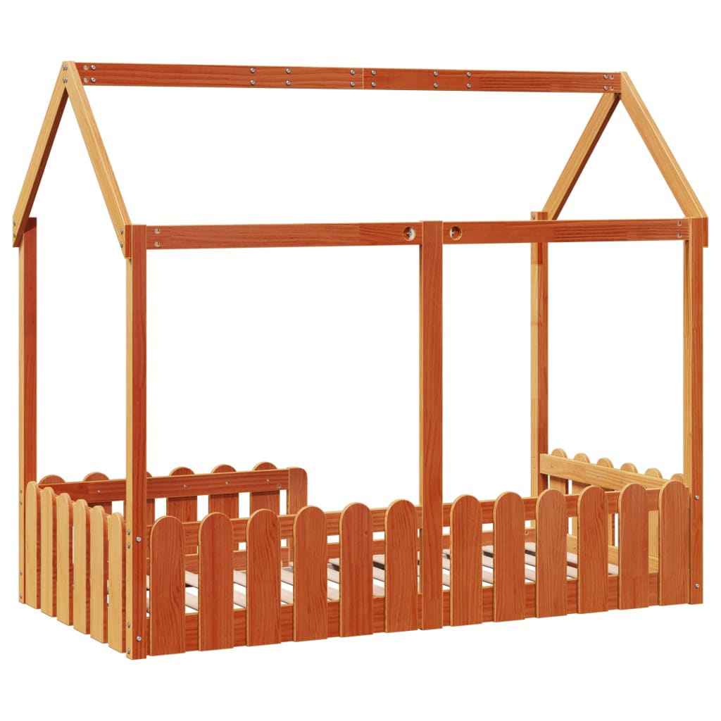 Kids' House Bed Frame without Mattress Wax Brown 80x160 cm